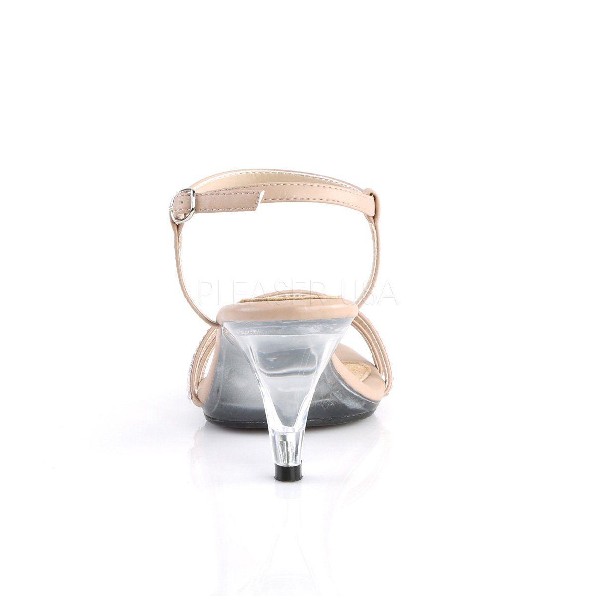 BELLE-316 Nude Faux Leather/Clear Fabulicious