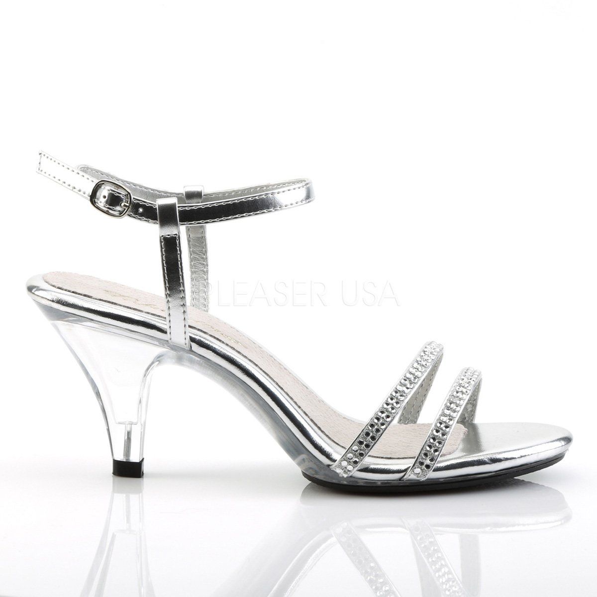 BELLE-316 Silver Metallic Pu/Clear Fabulicious