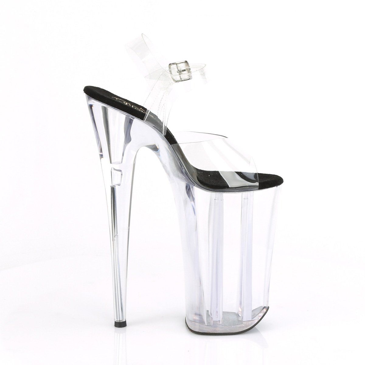 BEYOND-008 Clear-Black/Clear Platform Sandal Pleaser