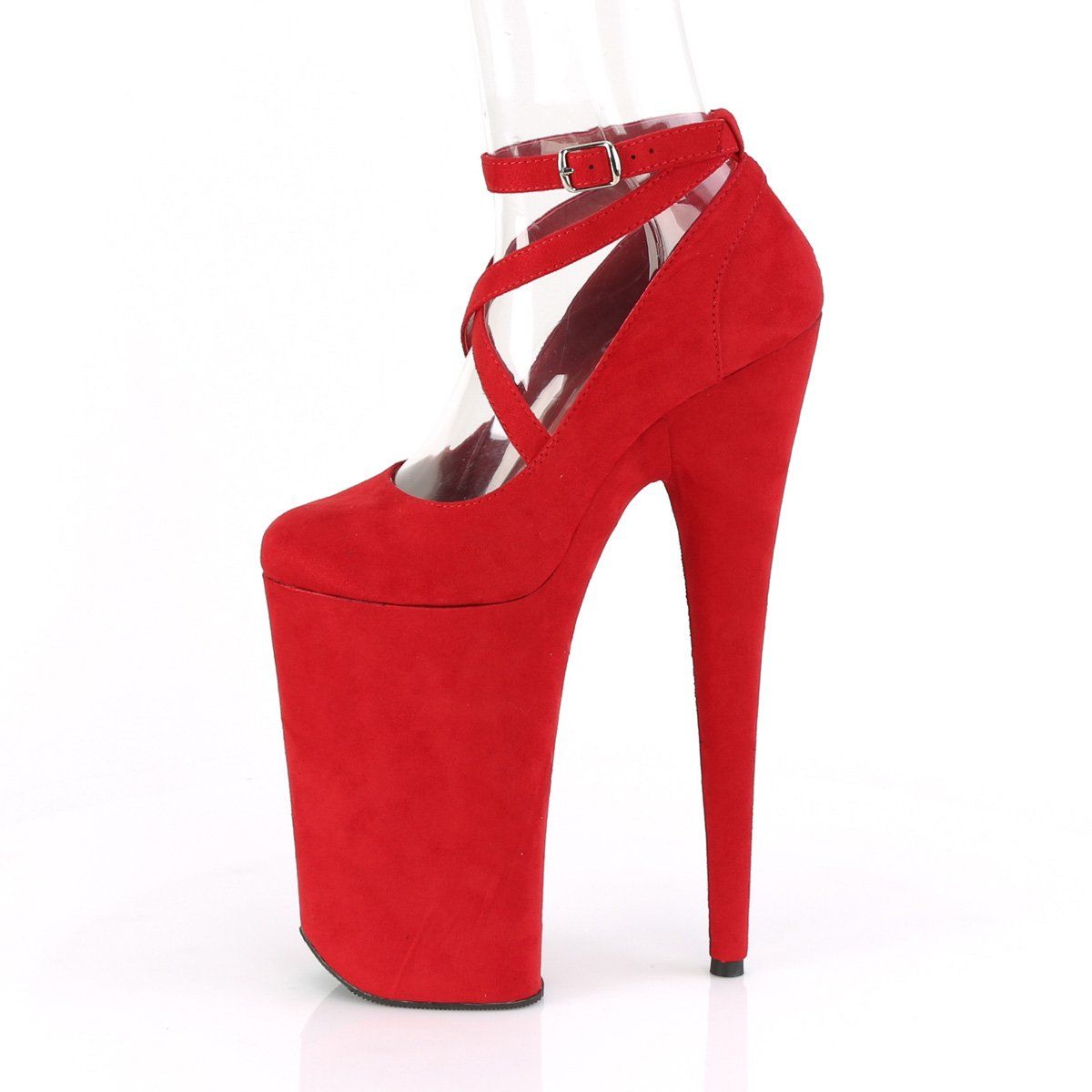 BEYOND-087FS Red Faux Suede/Red Faxu Suede Pump Pleaser