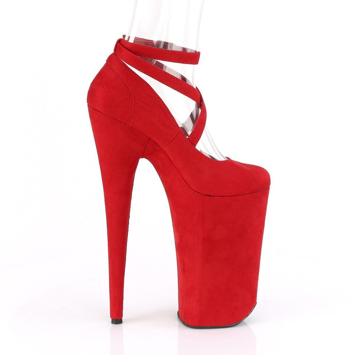 BEYOND-087FS Red Faux Suede/Red Faxu Suede Pump Pleaser