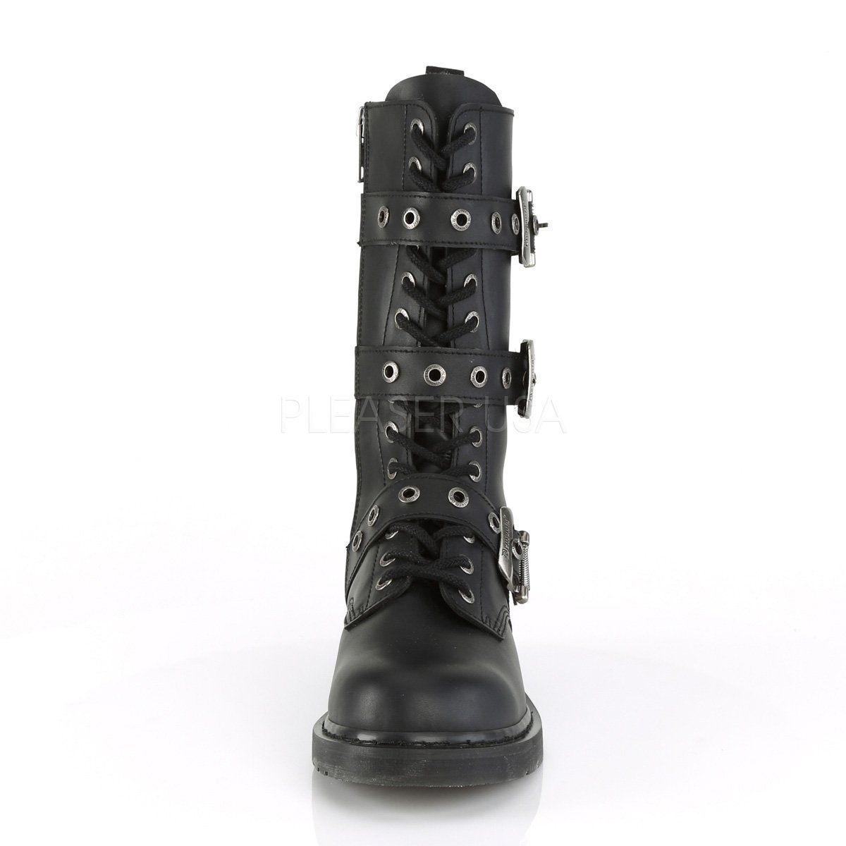 BOLT-330 Black Vegan Leather Mid-Calf Boot Demonia