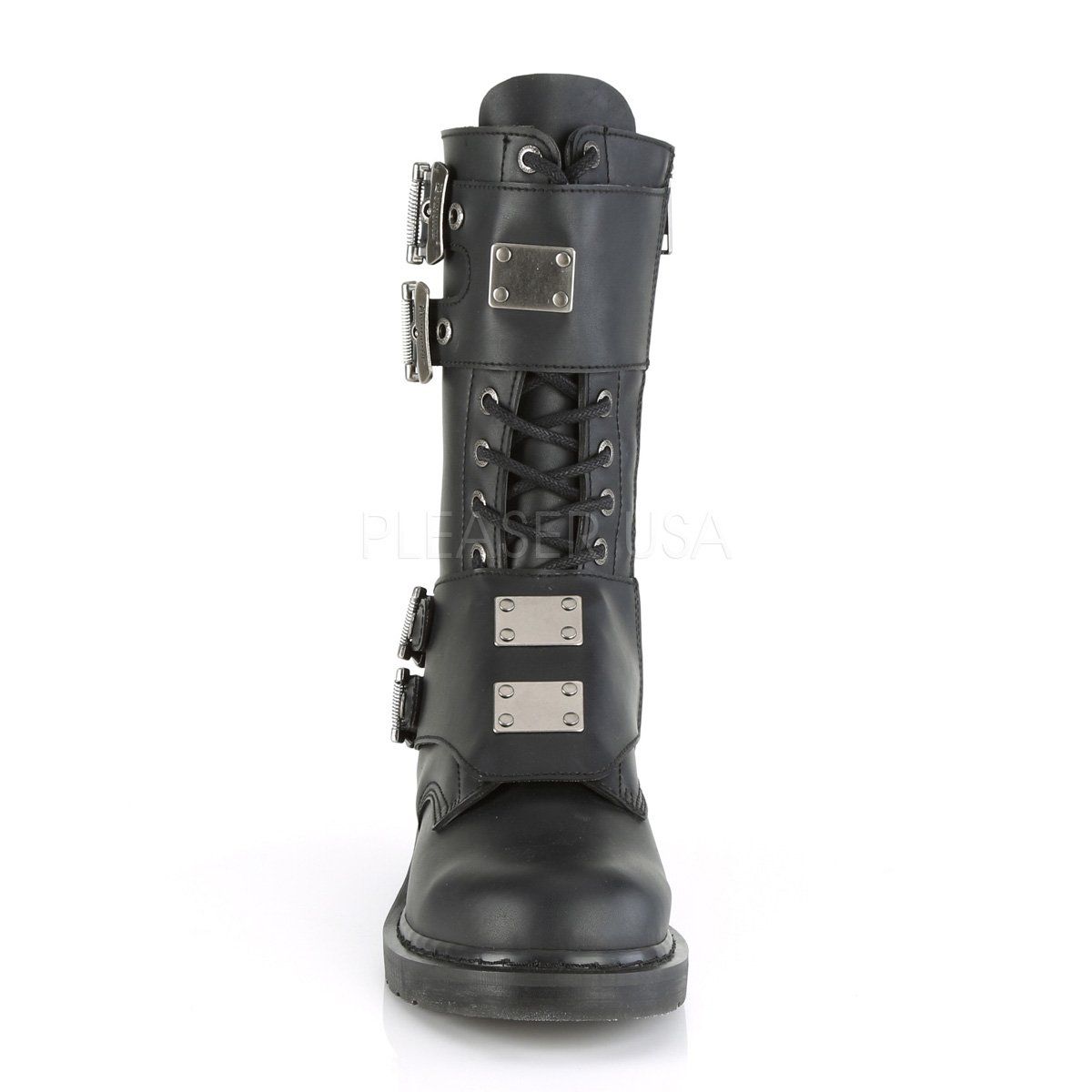 BOLT-345 Black Vegan Leather Mid-Calf Boot Demonia