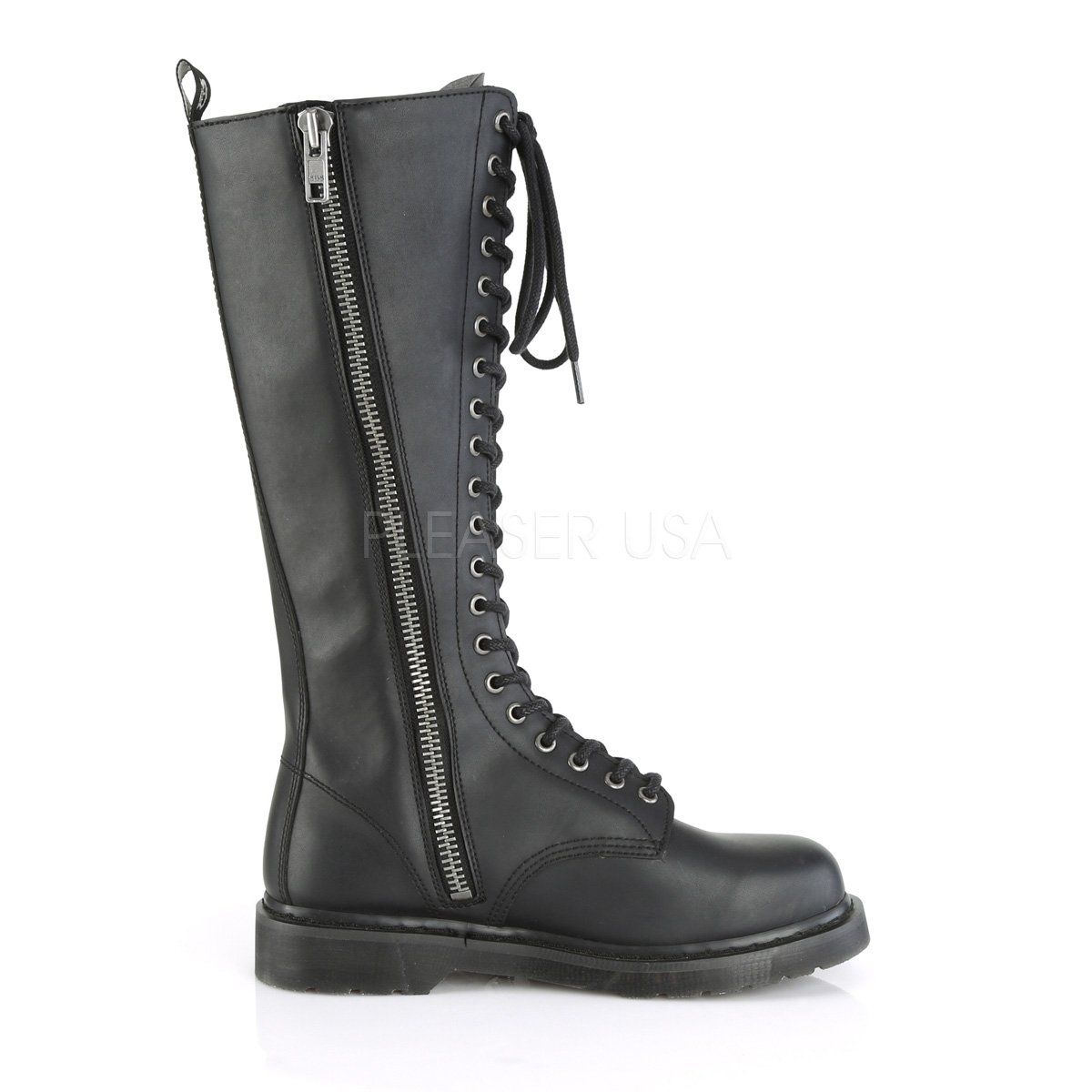BOLT-400 Black Vegan Leather Combat Boot Demonia