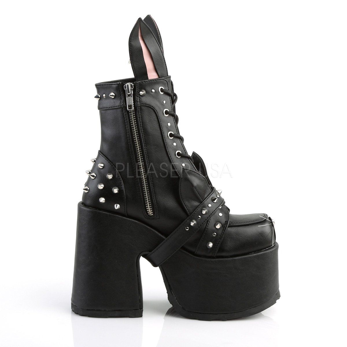 CAMEL-202 Black Vegan Leather Ankle Boot Demonia