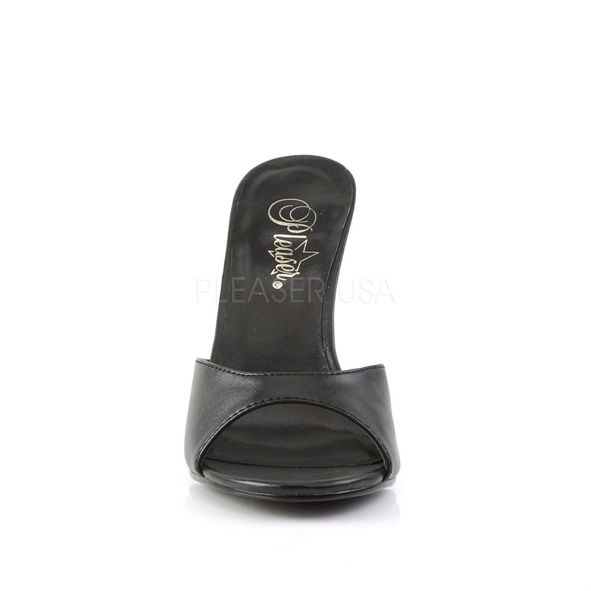 CLASSIQUE-01 Black Kid Pu Slide Pleaser