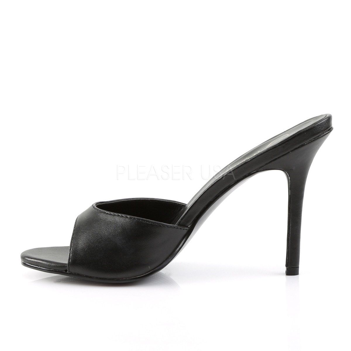 CLASSIQUE-01 Black Kid Pu Slide Pleaser