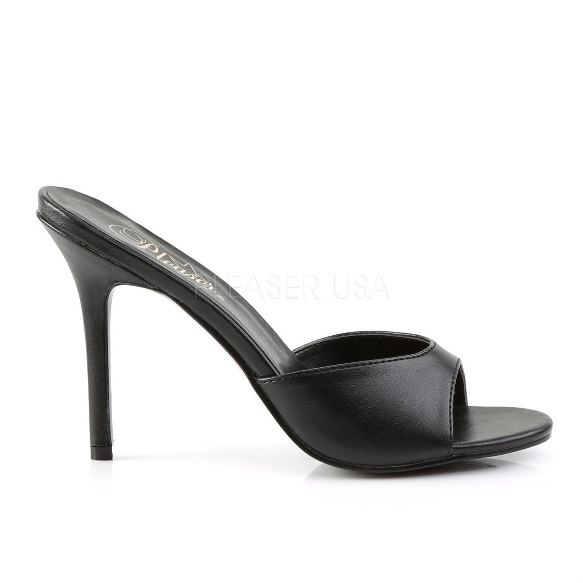 CLASSIQUE-01 Black Kid Pu Slide Pleaser