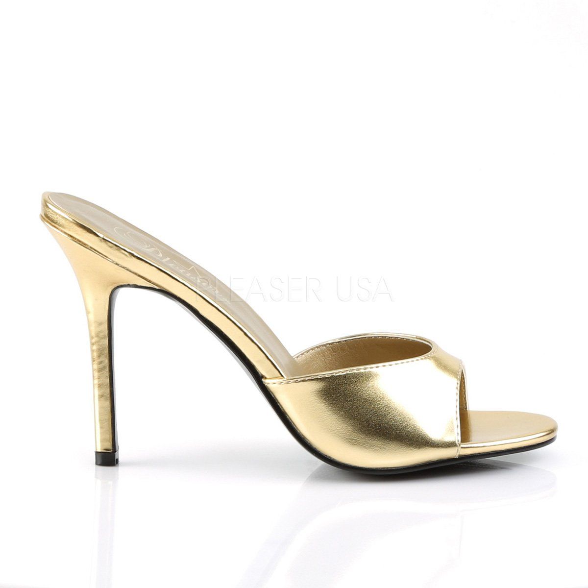 CLASSIQUE-01 Gold Metallic Pu Slide Pleaser