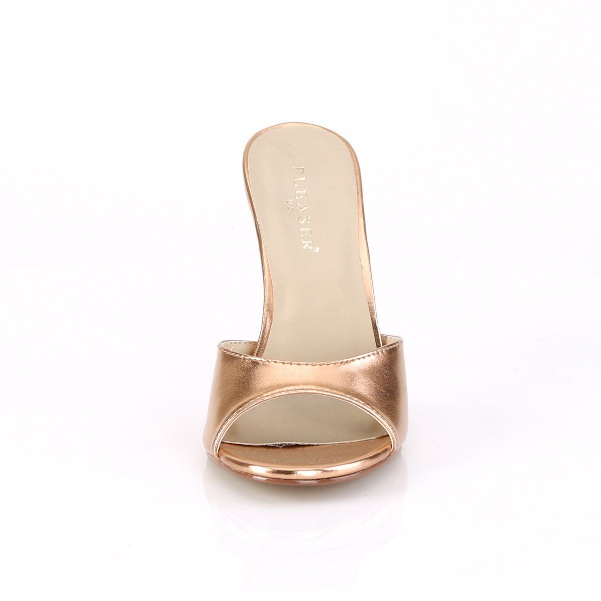 CLASSIQUE-01 Rose Gold Metallic Pu Slide Pleaser