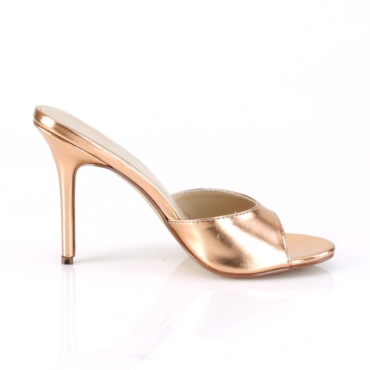 CLASSIQUE-01 Rose Gold Metallic Pu Slide Pleaser