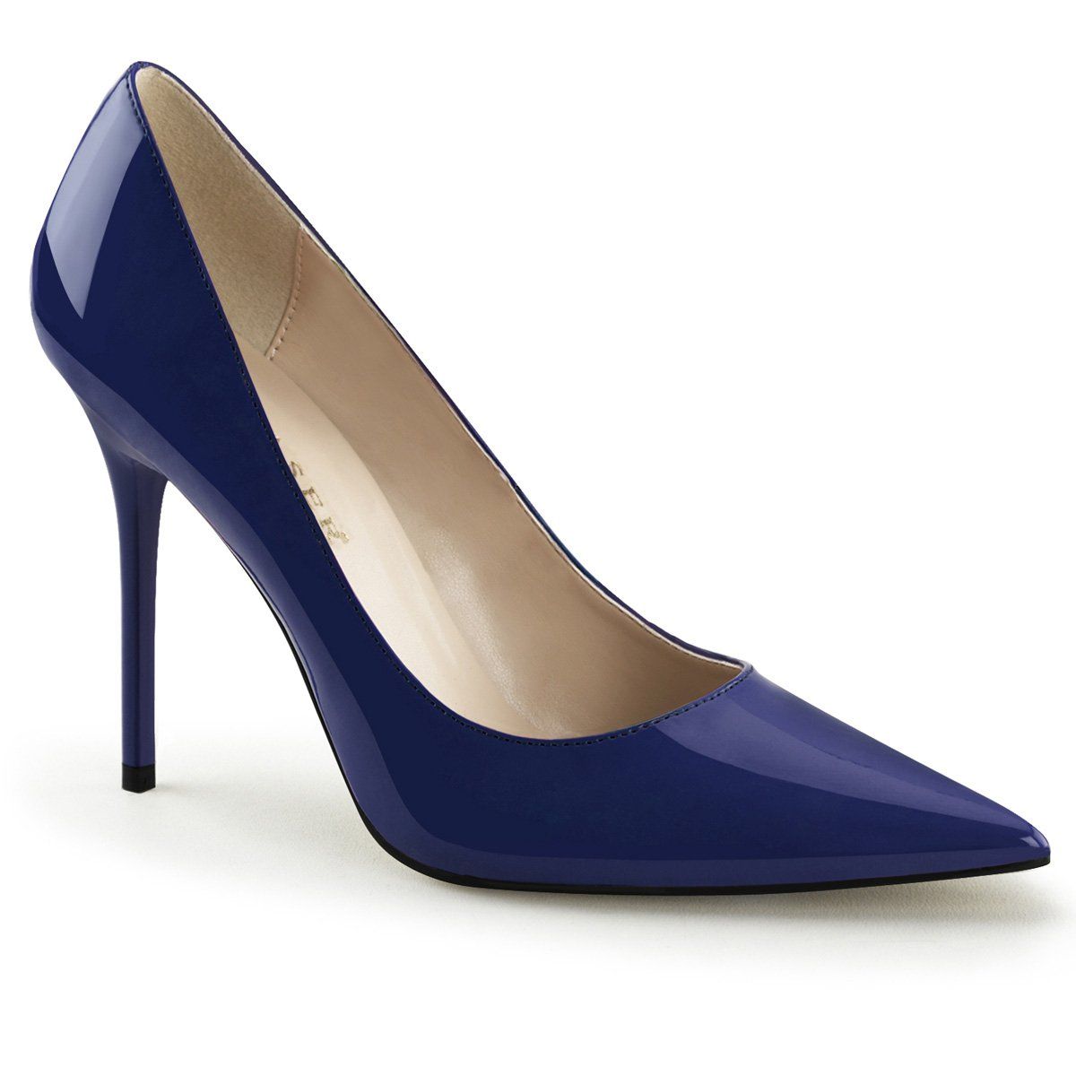CLASSIQUE-20 Navy Blue Patent Pump Pleaser