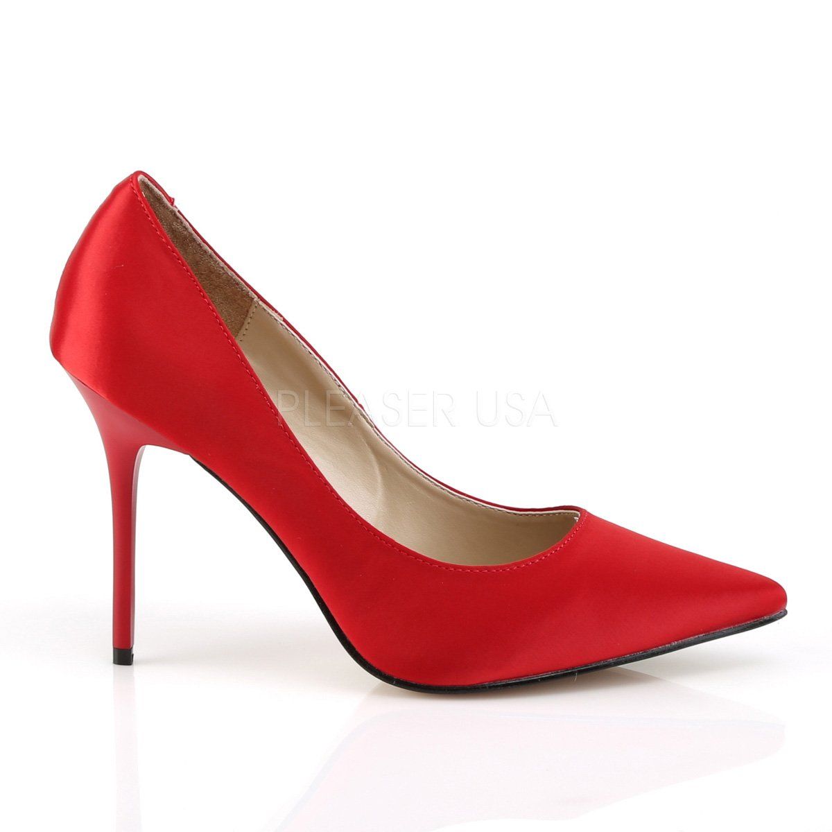 CLASSIQUE-20 Red Satin Pump Pleaser