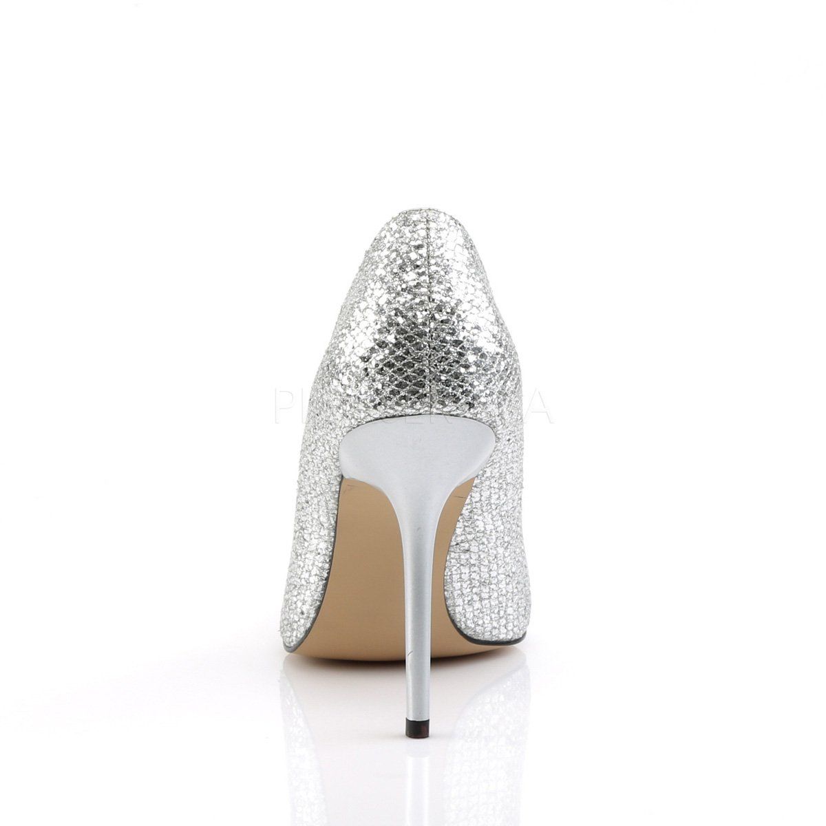 CLASSIQUE-20 Silver Glittery Lame Fabric Pump Pleaser