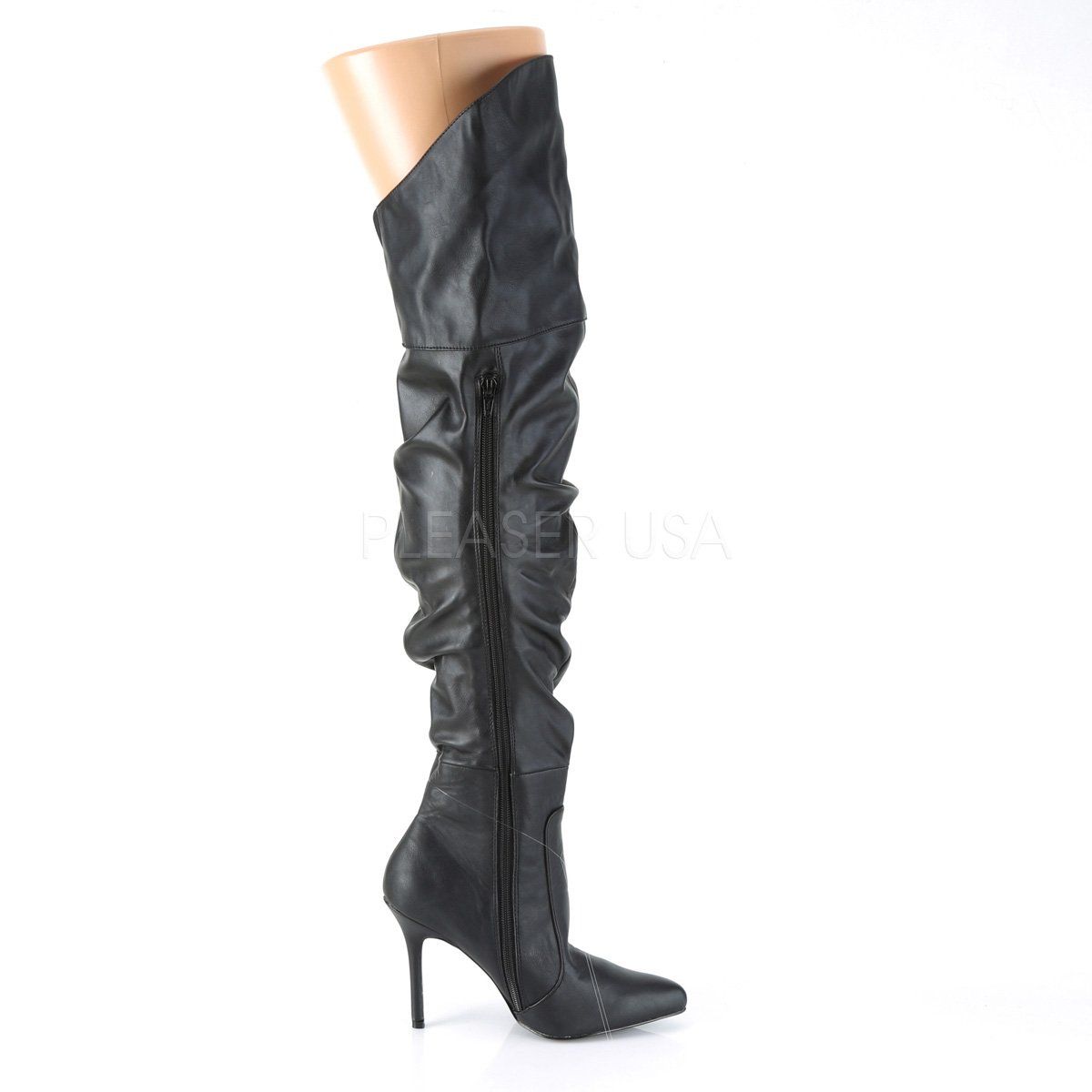 CLASSIQUE-3011 Black Faux Leather Thigh Boot Pleaser