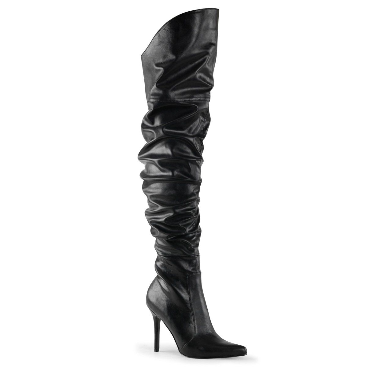 CLASSIQUE-3011 Black Faux Leather Thigh Boot Pleaser