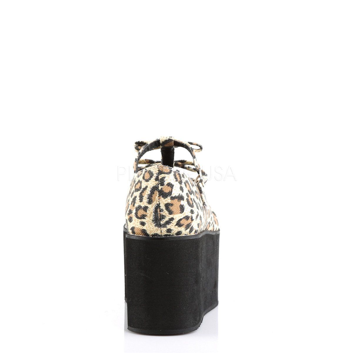 CLICK-08 Leatheropard Print Canvas Mary Janes Demonia