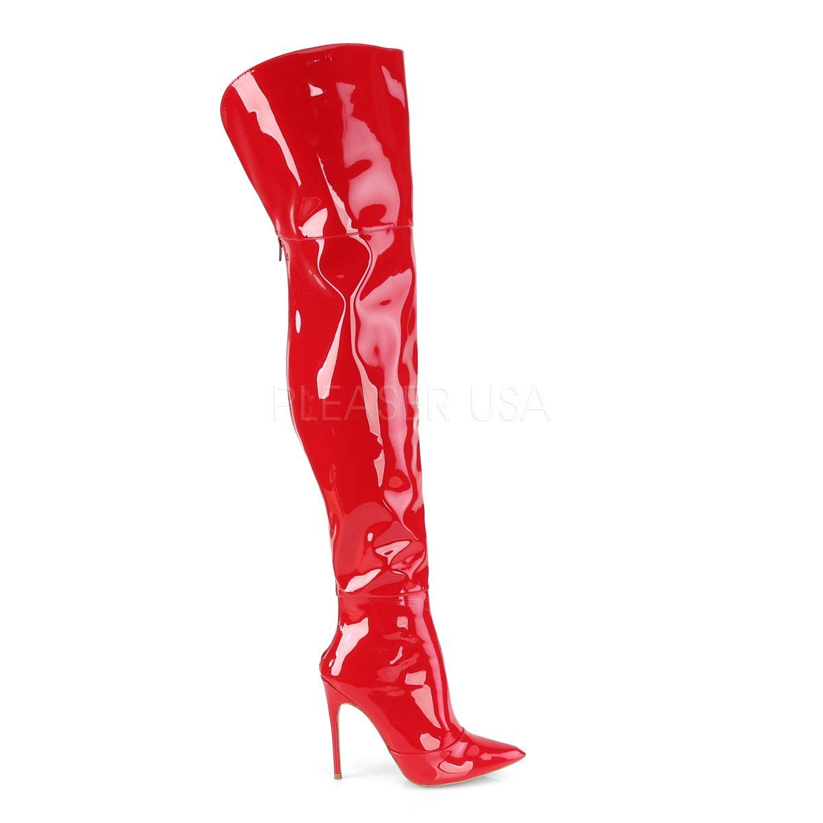 COURTLY-3012 Red Patent Thigh Boot Pleaser