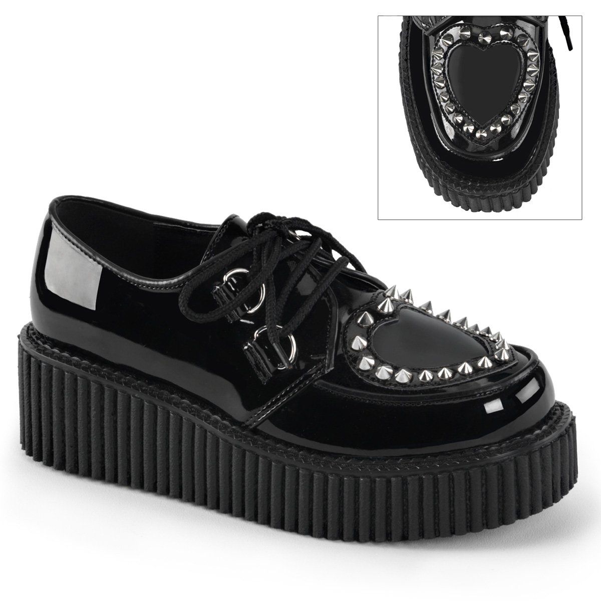 CREEPER-108 Black Patent-Pvc Creeper Demonia