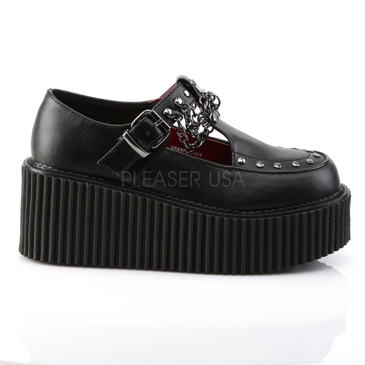 CREEPER-215 Black Vegan Leather Creeper Demonia