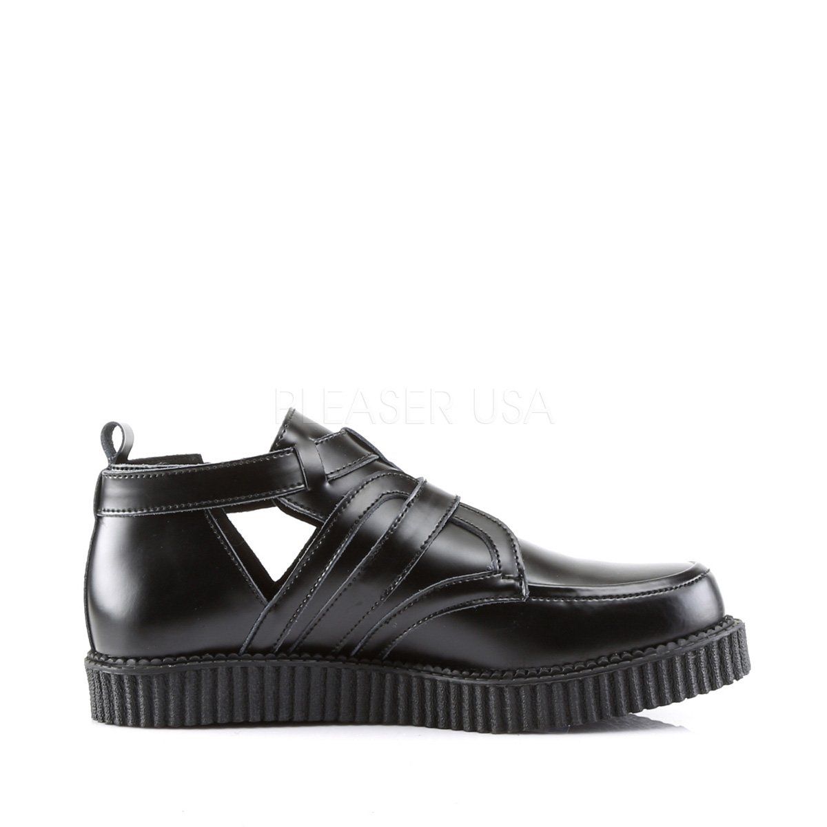 CREEPER-615 Black Leather Creeper Demonia