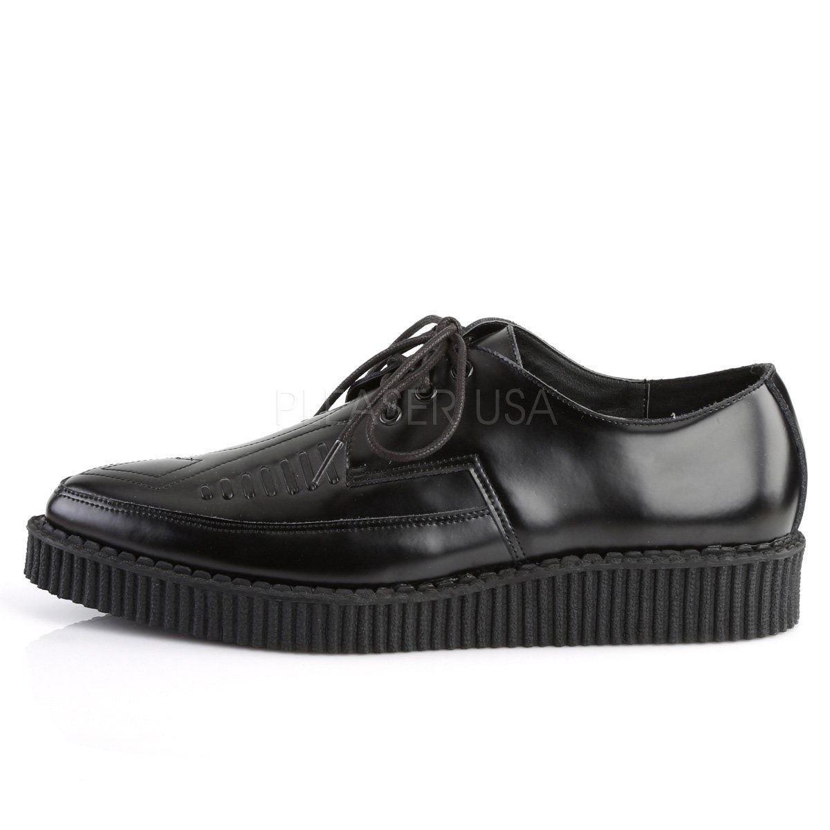 CREEPER-712 Black Leather Creeper Demonia