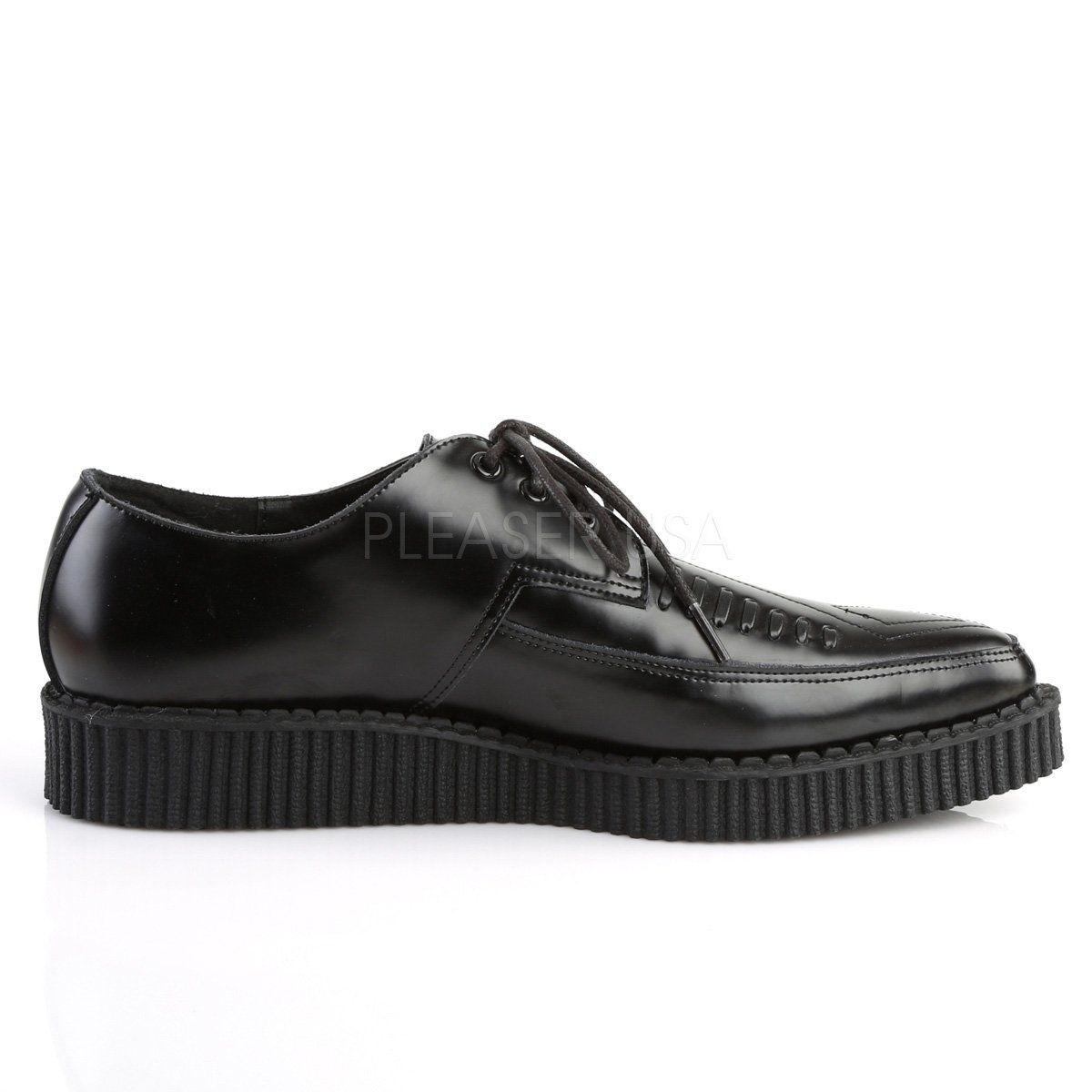 CREEPER-712 Black Leather Creeper Demonia