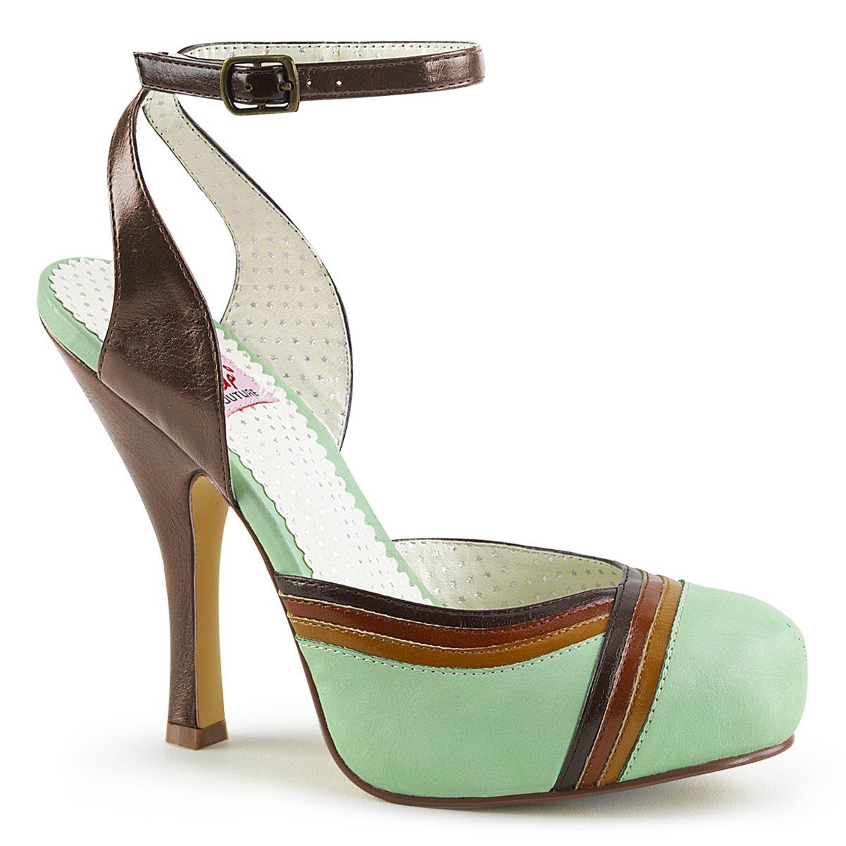 CUTIEPIE-01 Mint Multi Faux Leather Pin Up Couture
