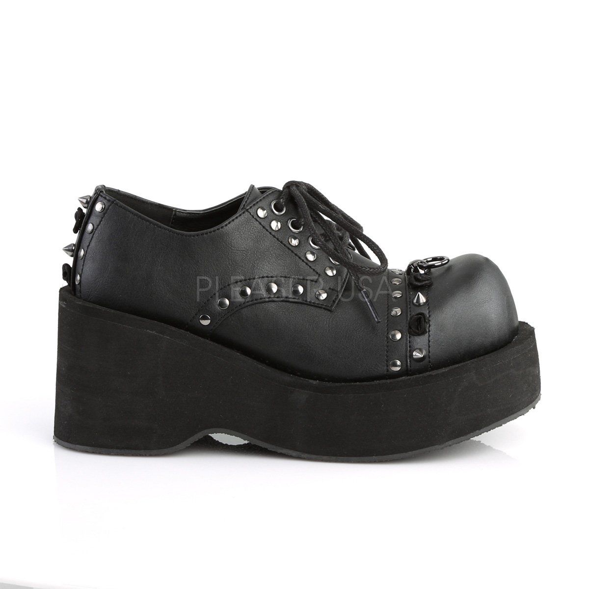 DANK-110 Black Vegan Leather Shoe Demonia