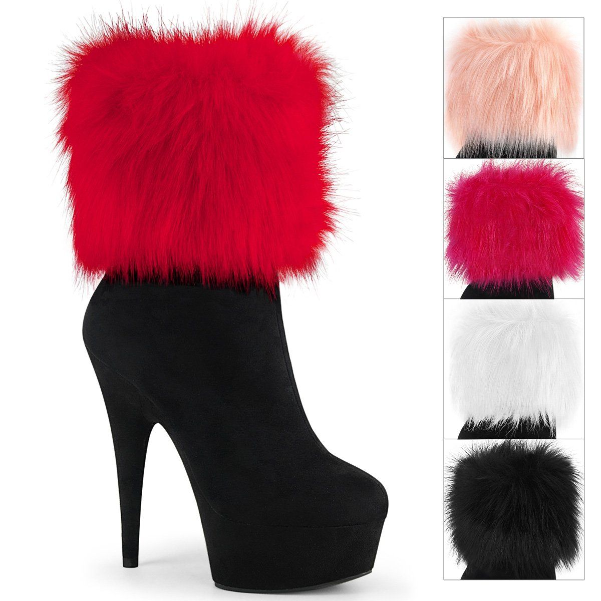 DELIGHT-1000 Black Faux Suede/Black Faux Suede Ankle Boot Pleaser