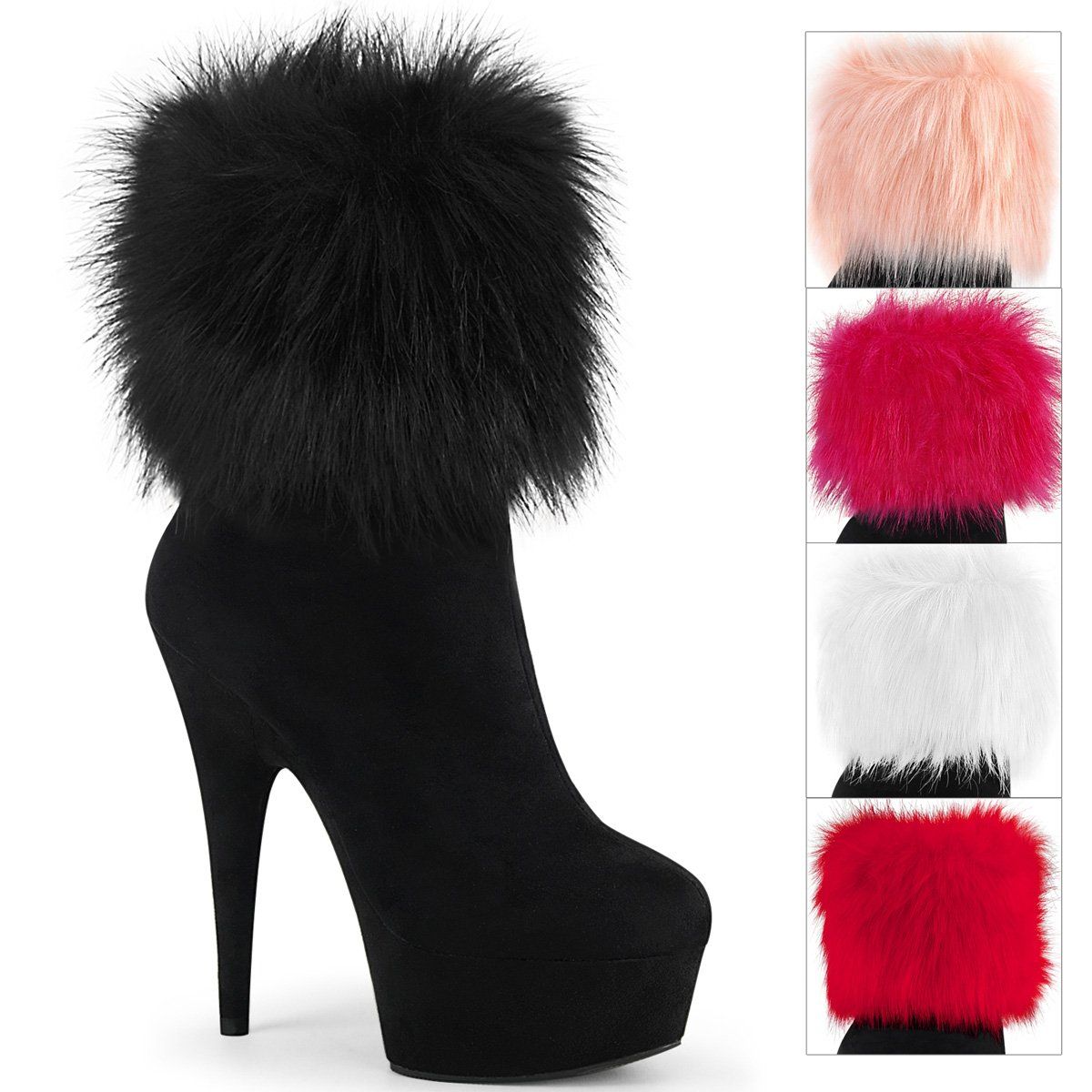 DELIGHT-1000 Black Faux Suede/Black Faux Suede Ankle Boot Pleaser