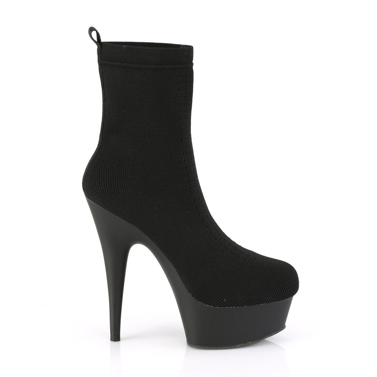 DELIGHT-1002-1 Black Stretch Knit Fabric Ankle Boot Pleaser