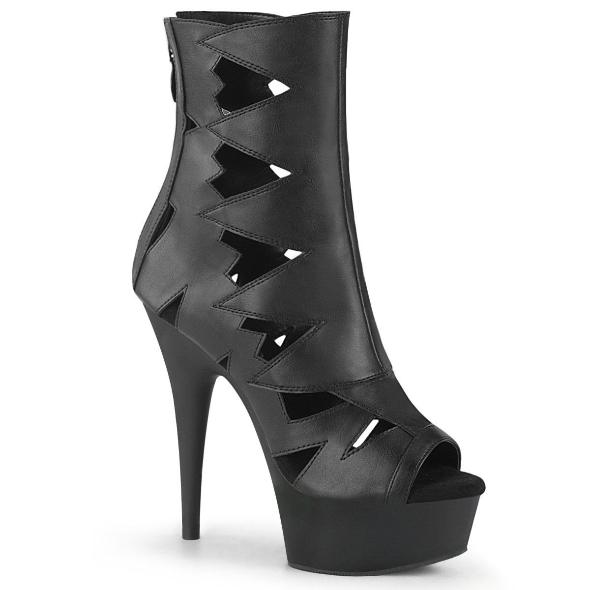 DELIGHT-1014 Black Faux Leather Ankle Boot Pleaser