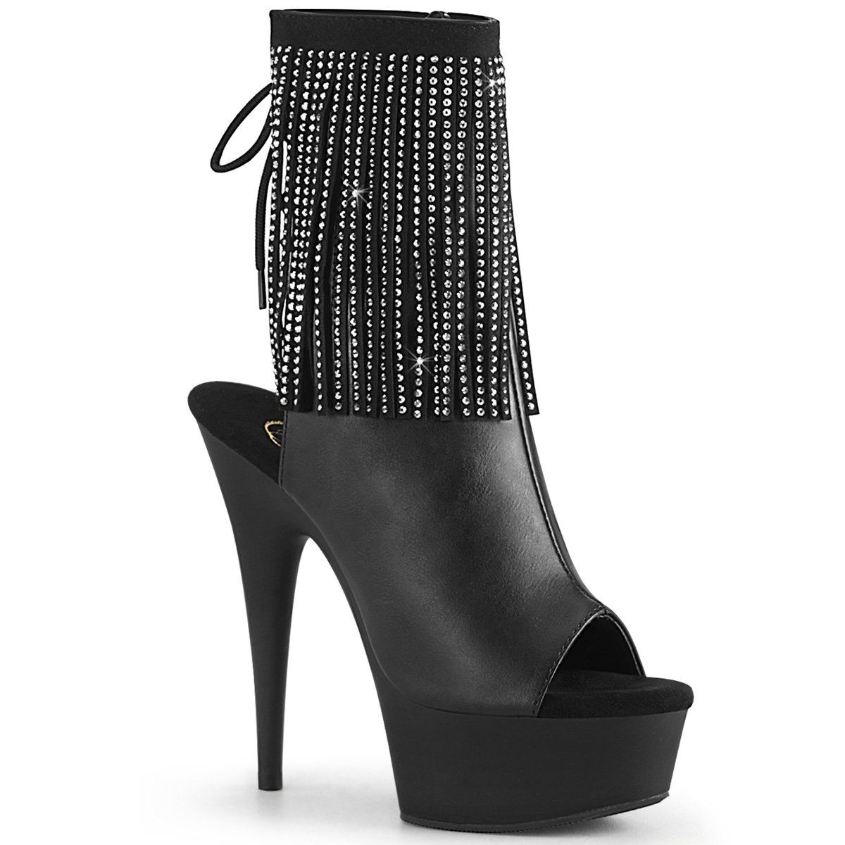 DELIGHT-1018RSF Black Faux Leather Ankle Boot Pleaser