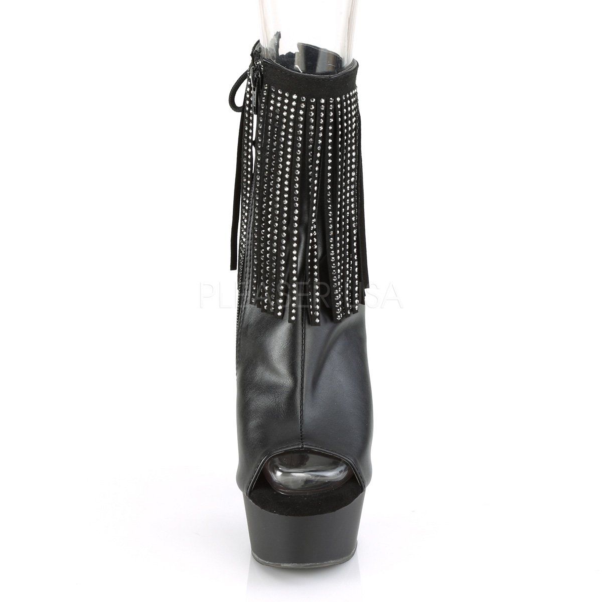 DELIGHT-1018RSF Black Faux Leather Ankle Boot Pleaser