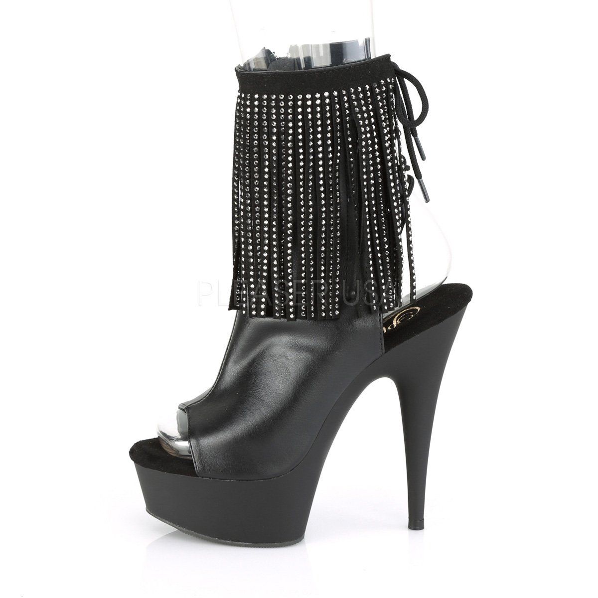 DELIGHT-1018RSF Black Faux Leather Ankle Boot Pleaser