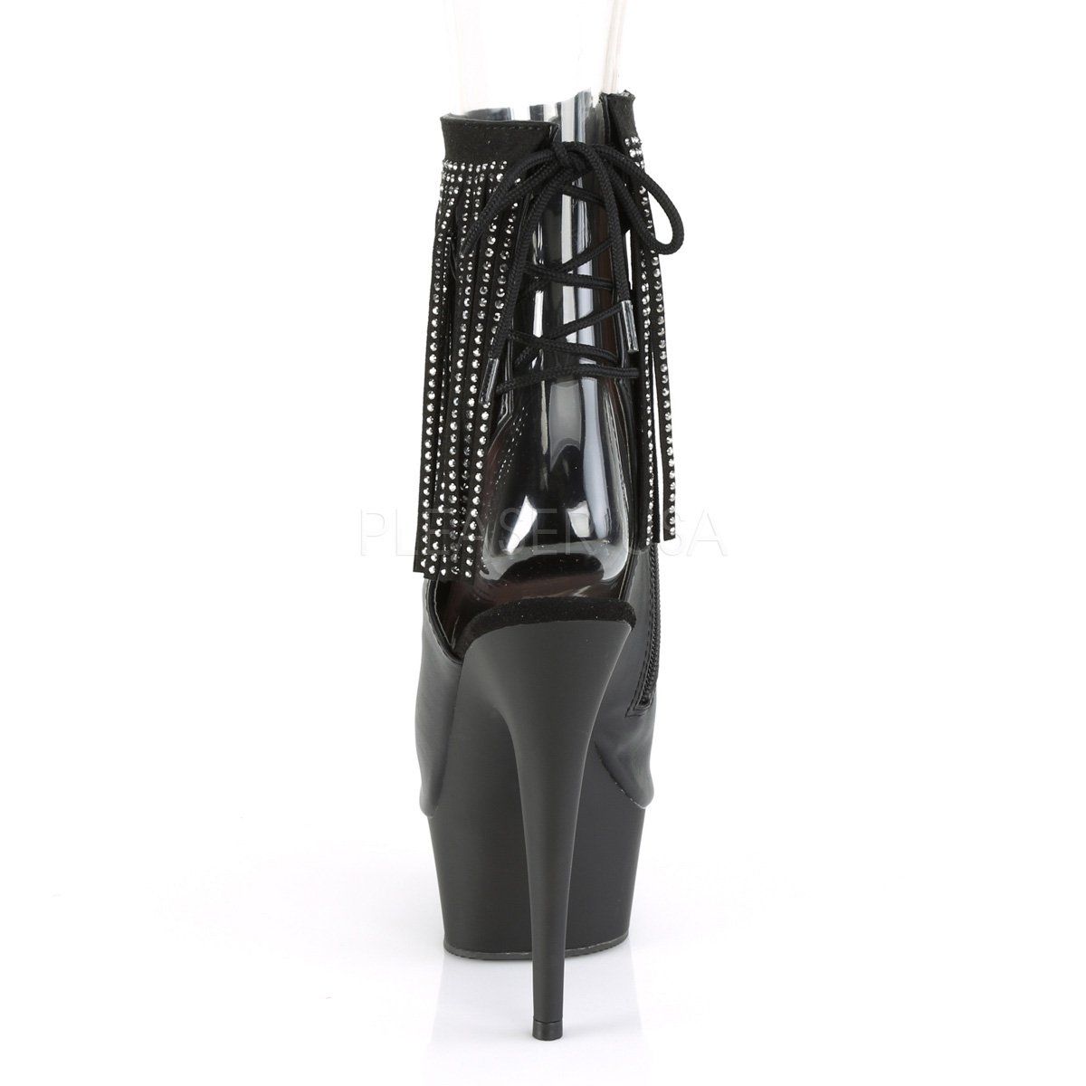 DELIGHT-1018RSF Black Faux Leather Ankle Boot Pleaser