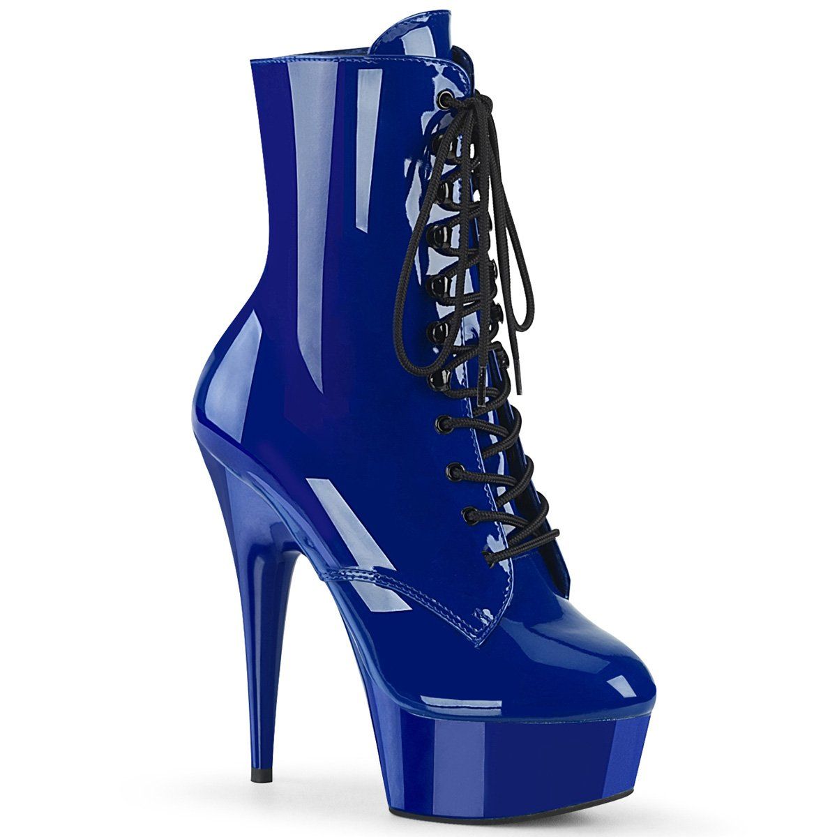DELIGHT-1020 Royal Blue Patent Ankle Boot Pleaser