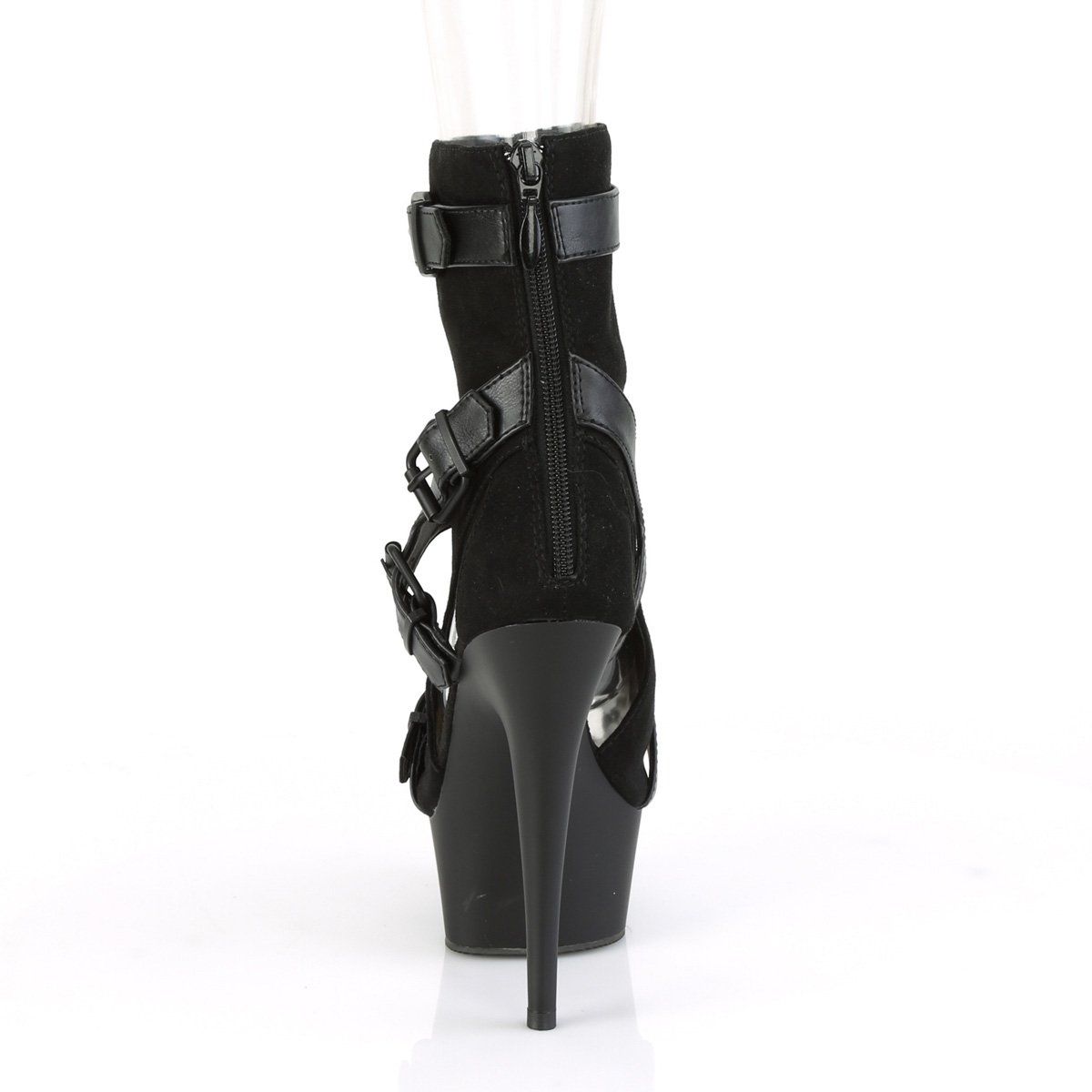 DELIGHT-1037 Black Faux Suede-Faux Leather Ankle Boot Pleaser
