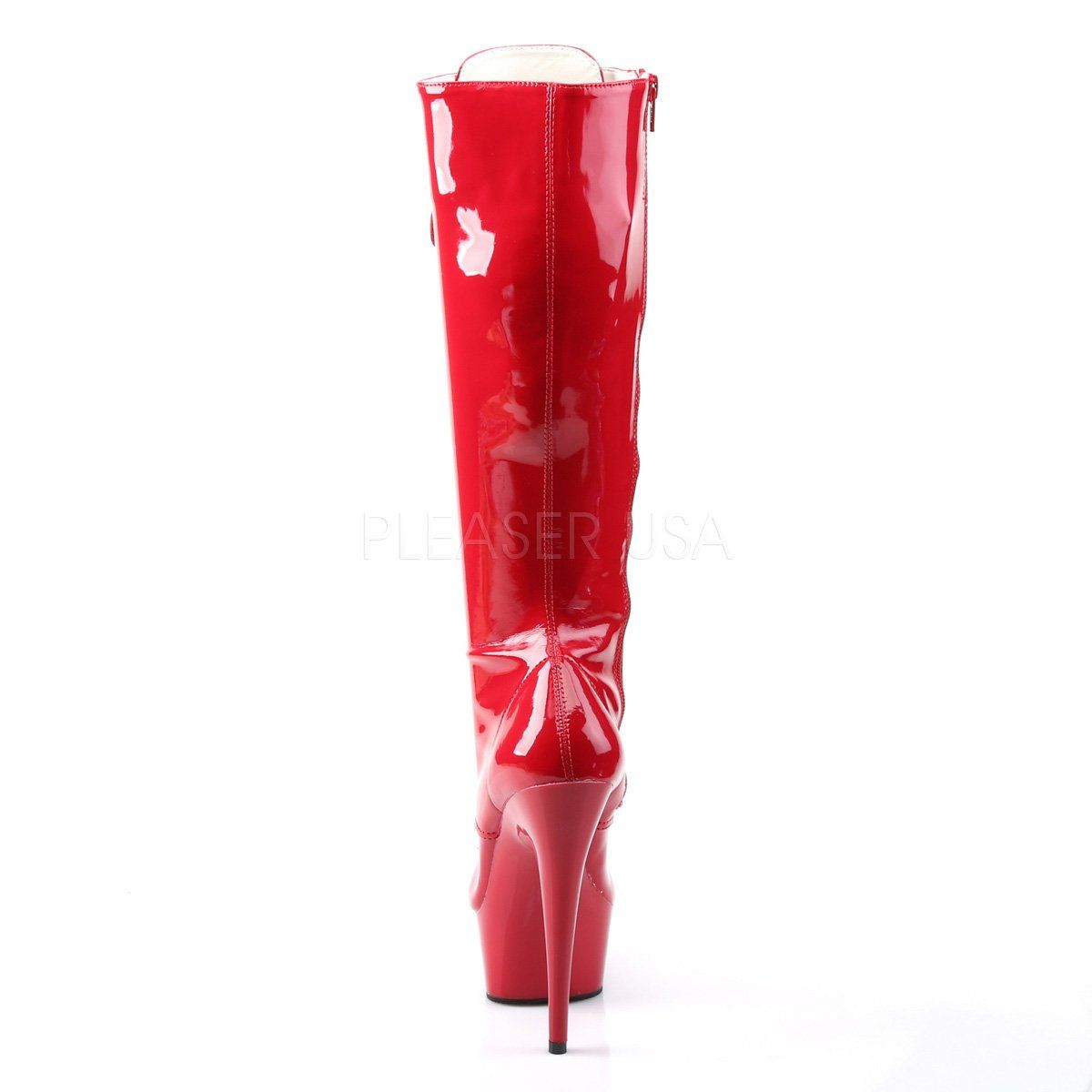 DELIGHT-2023 Red Stretch Patent/Red Knee Boot Pleaser