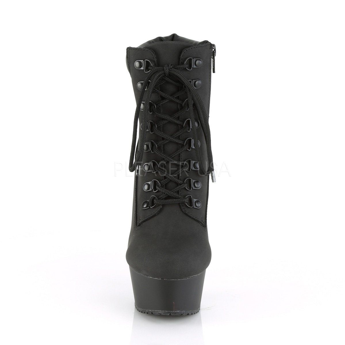 DELIGHT-600TL-02 Black Nubuck Faux Leather Boot Pleaser