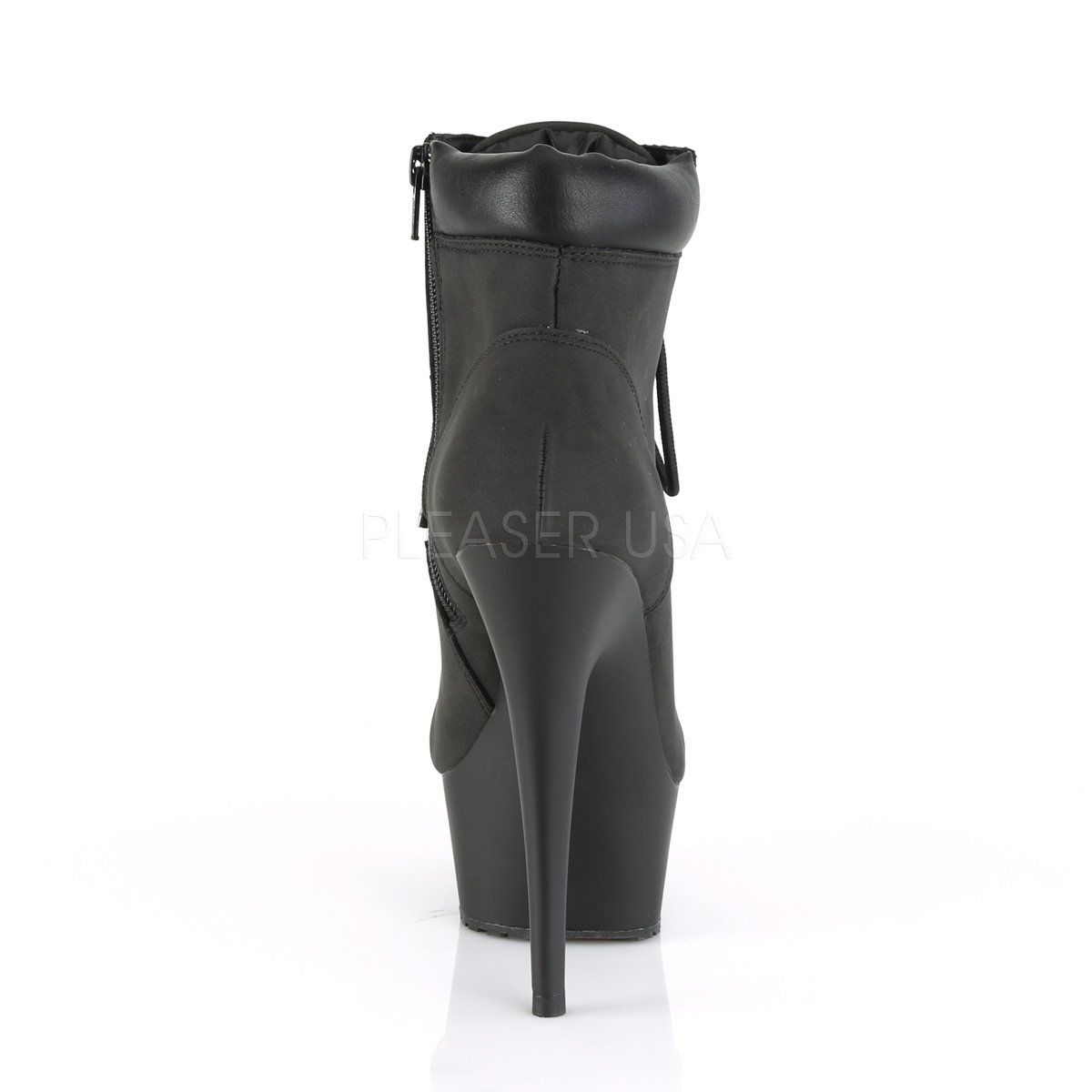 DELIGHT-600TL-02 Black Nubuck Faux Leather Boot Pleaser