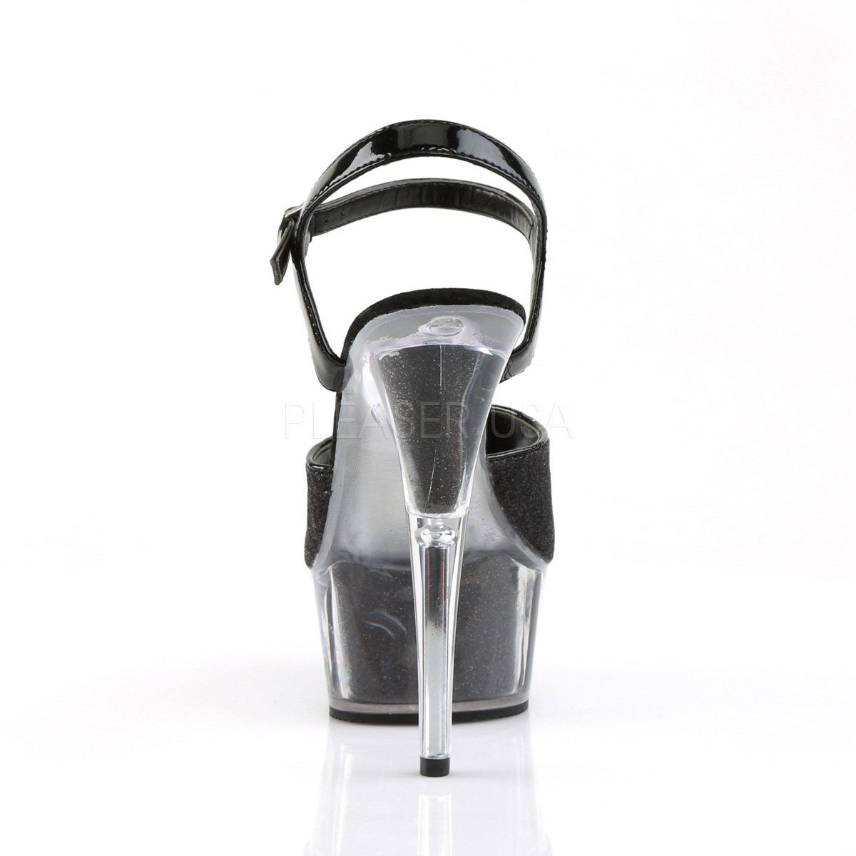 DELIGHT-609-5G Black Glitter/Black Glitter Platform Sandal Pleaser