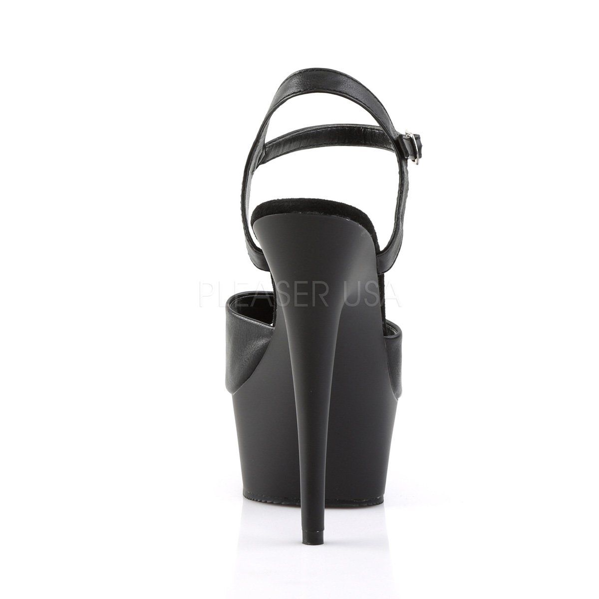DELIGHT-609 Black Faux Leather Platform Sandal Pleaser