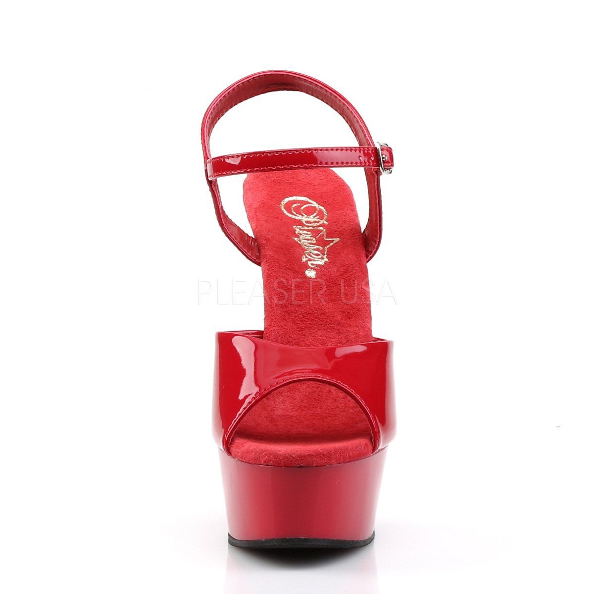 DELIGHT-609 Red Patent Platform Sandal Pleaser