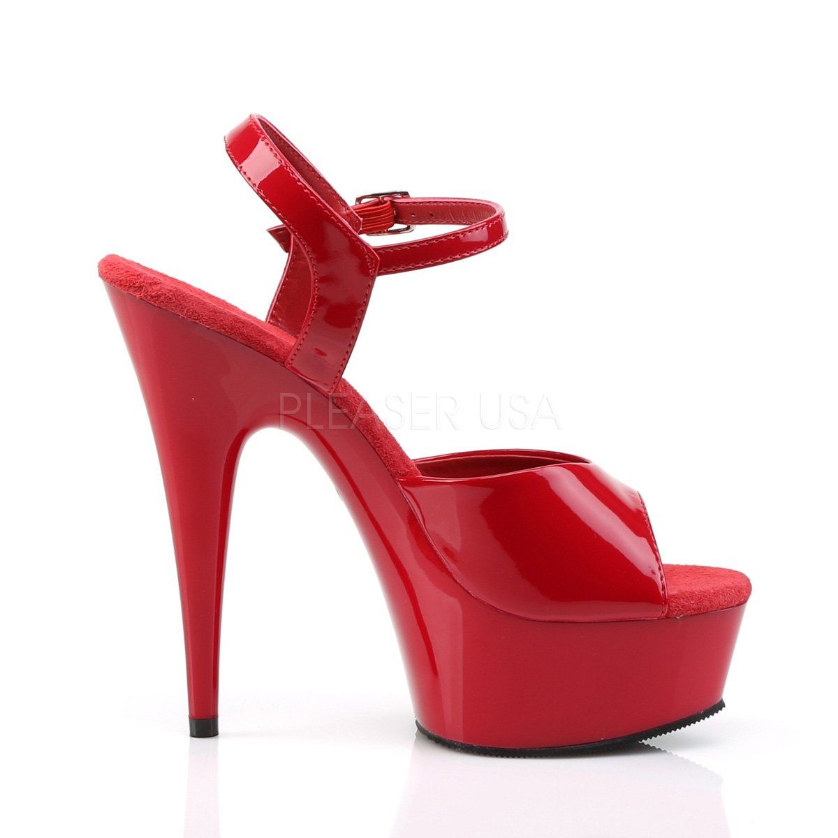 DELIGHT-609 Red Patent Platform Sandal Pleaser