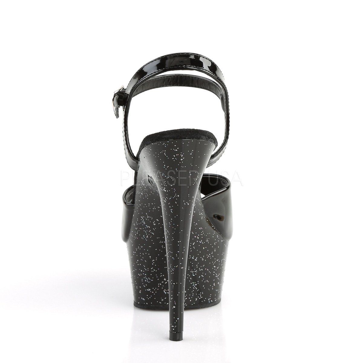 DELIGHT-609MG Black Patent Platform Sandal Pleaser