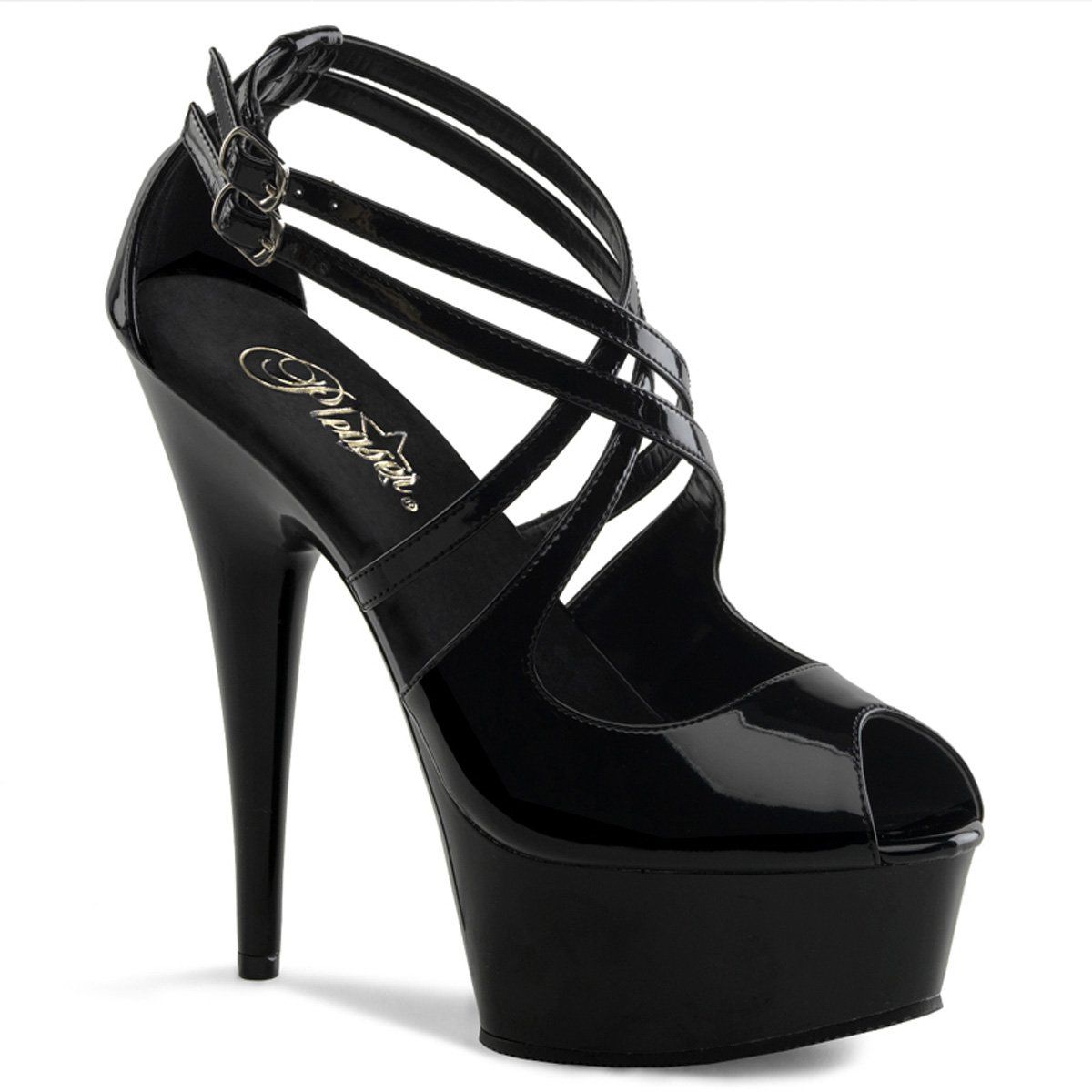 DELIGHT-612 Black Platform Sandal Pleaser