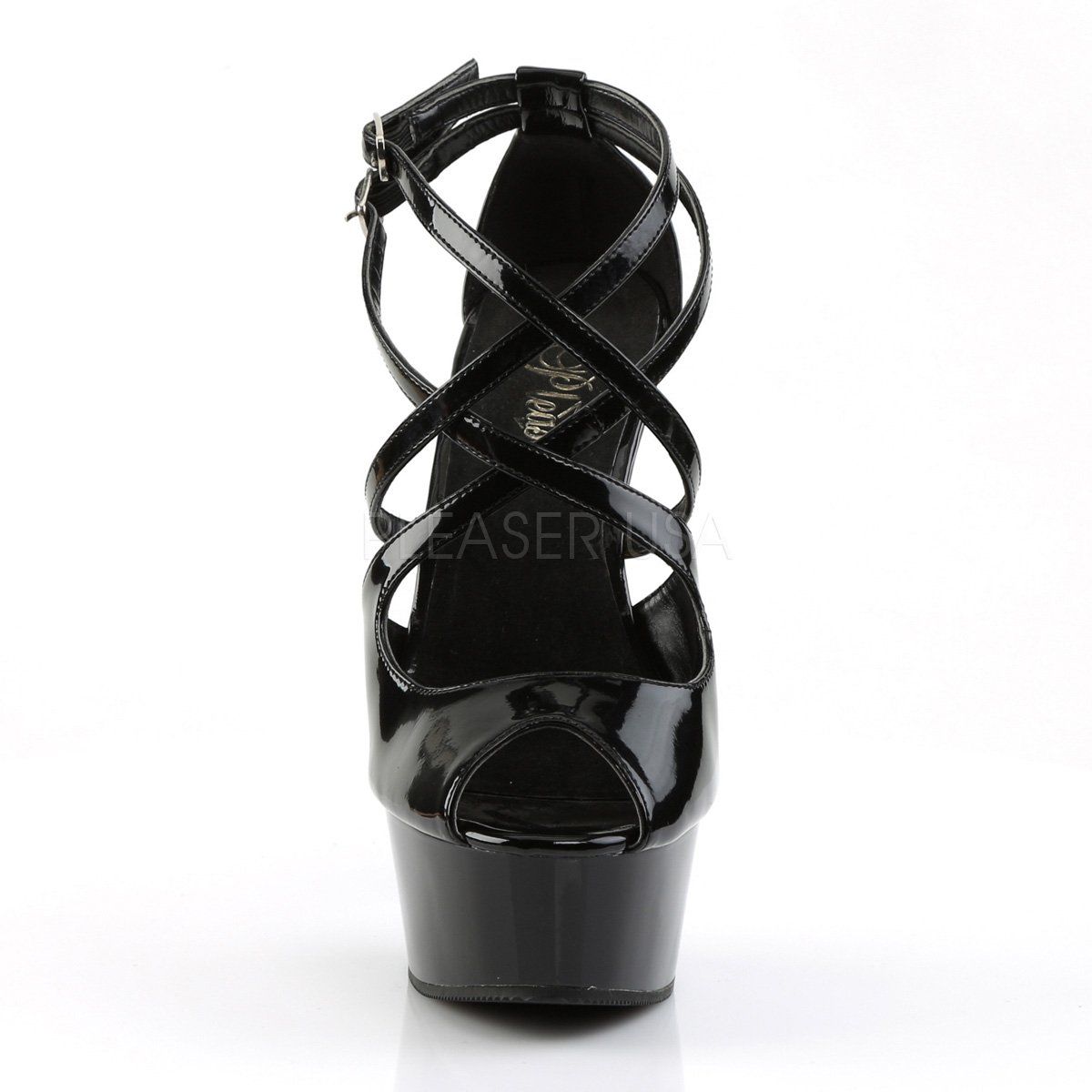 DELIGHT-612 Black Platform Sandal Pleaser