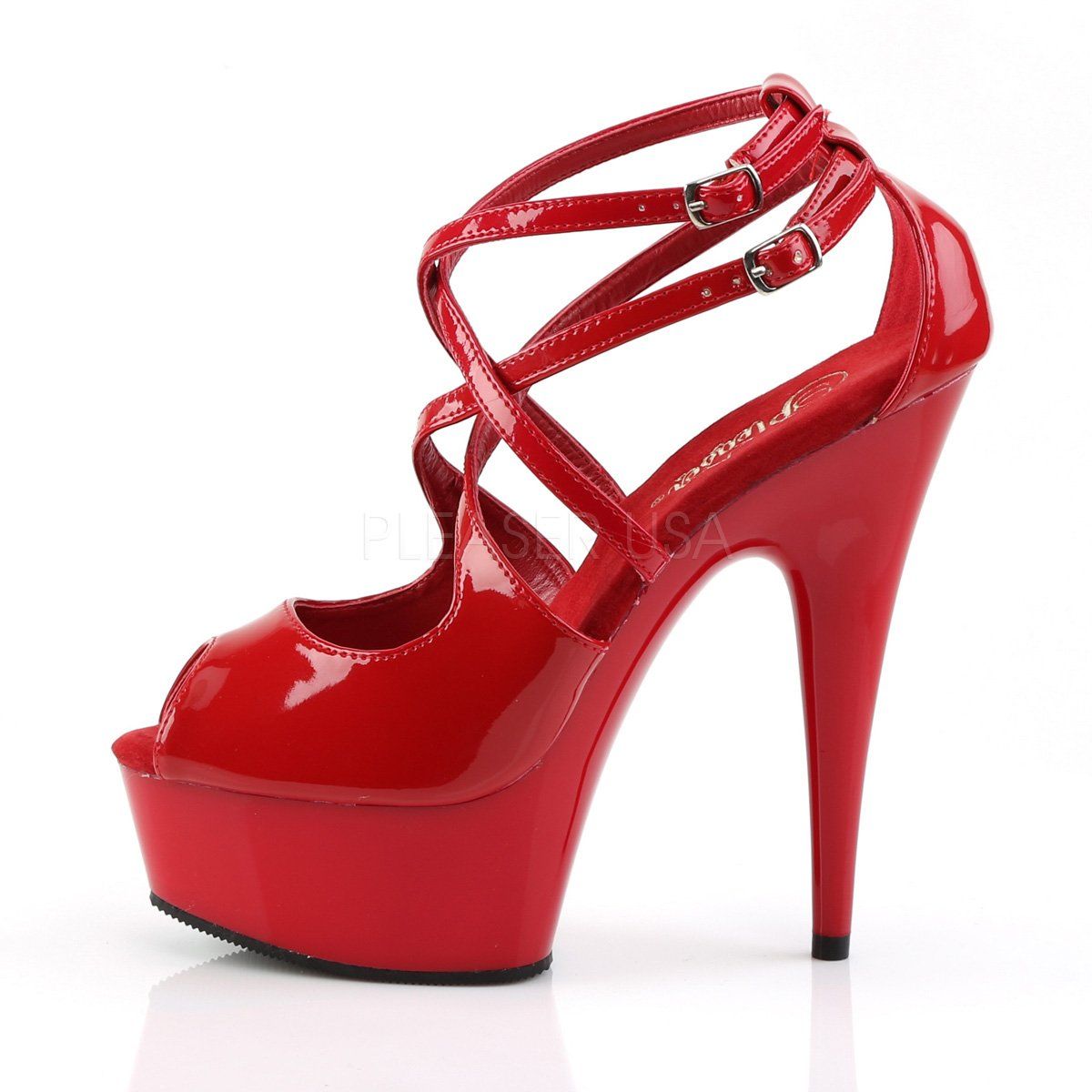 DELIGHT-612 Red Platform Sandal Pleaser
